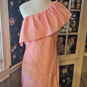 Chic One Shoulder Britt Ryan Coral/Pink Mini Dress